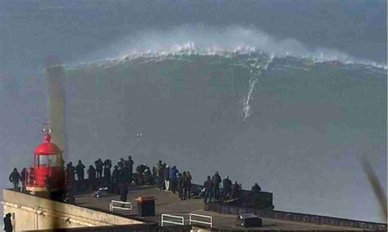 A Fearless Surfer Braving Massive Waves During A Stormy Day At Sunset Riding The Storm: A Surfer Tale