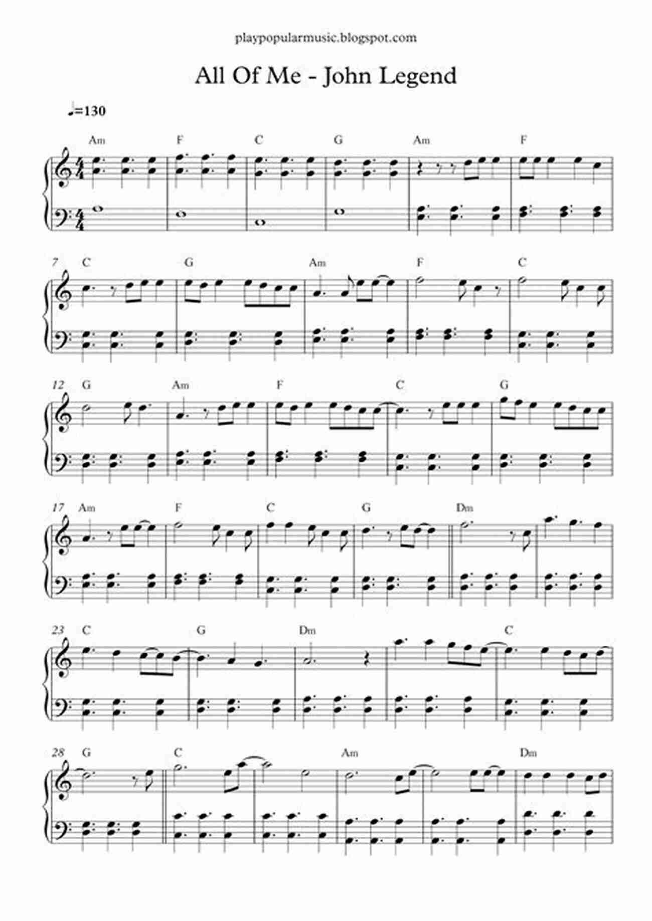 All Of Me John Legend Sheet Music More Simple Songs: The Easiest Easy Piano Songs