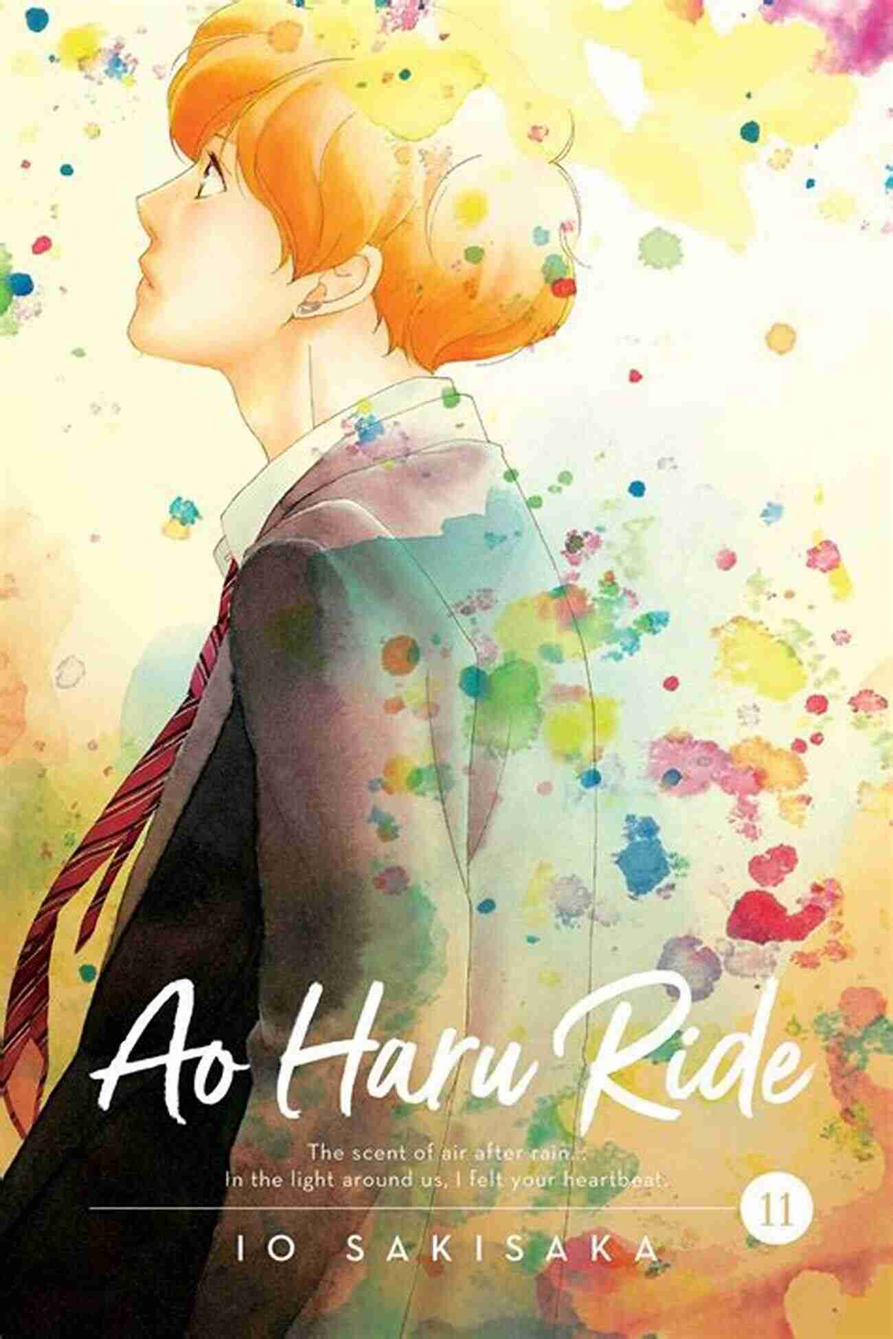 Ao Haru Ride Vol 11 Cover A Colorful Illustration Of The Main Characters Kou And Futaba Embracing Each Other Under A Cherry Blossom Tree. Ao Haru Ride Vol 11 Io Sakisaka