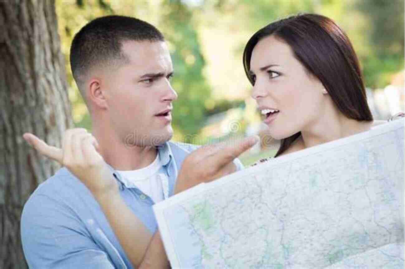 Couple Staring At A Confusing Map, Looking Perplexed And Stressed. Bad Tourist: Misadventures In Love And Travel