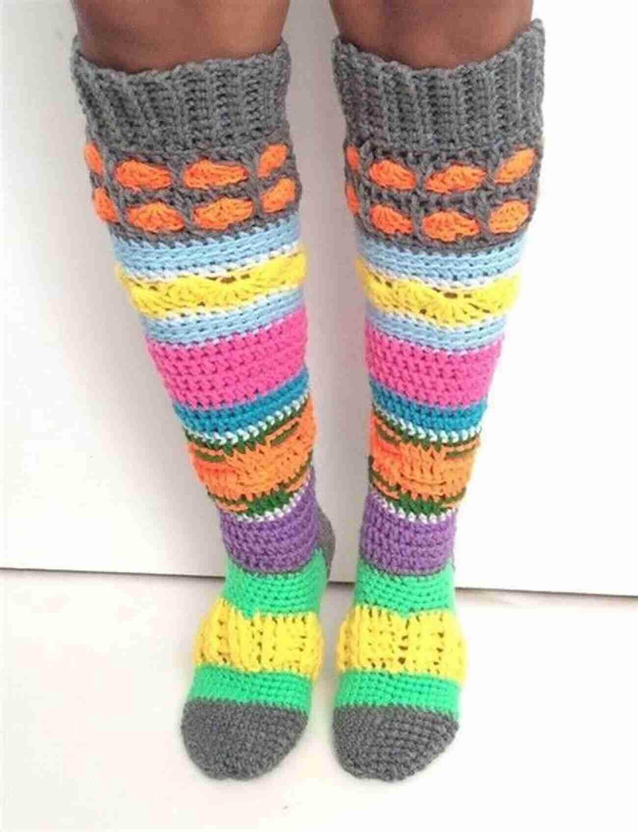 Crocheted Knee High Socks With Colorful Stripes More Crocheted Socks: 16 All New Designs