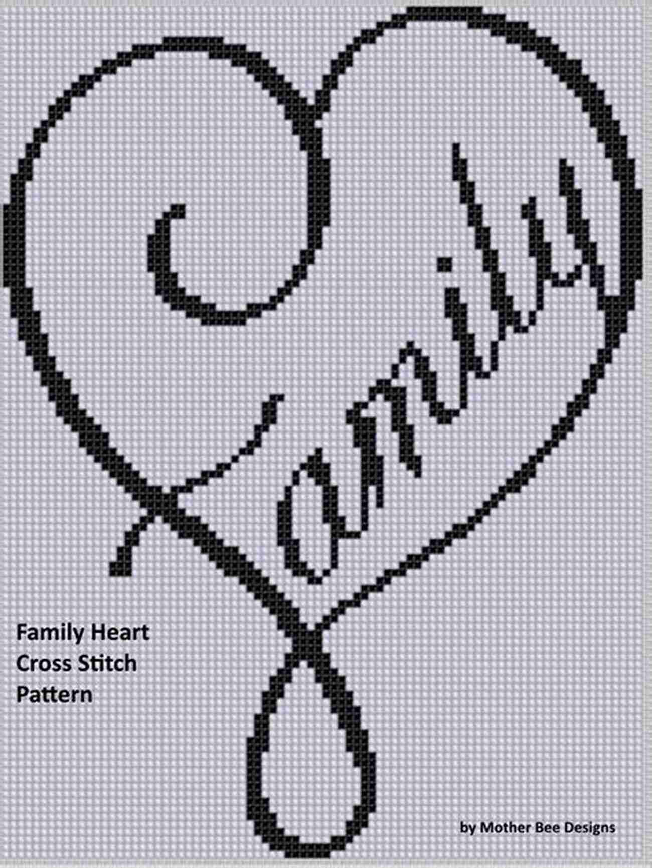 Family Heart Cross Stitch Pattern Image Family Heart 3 Cross Stitch Pattern