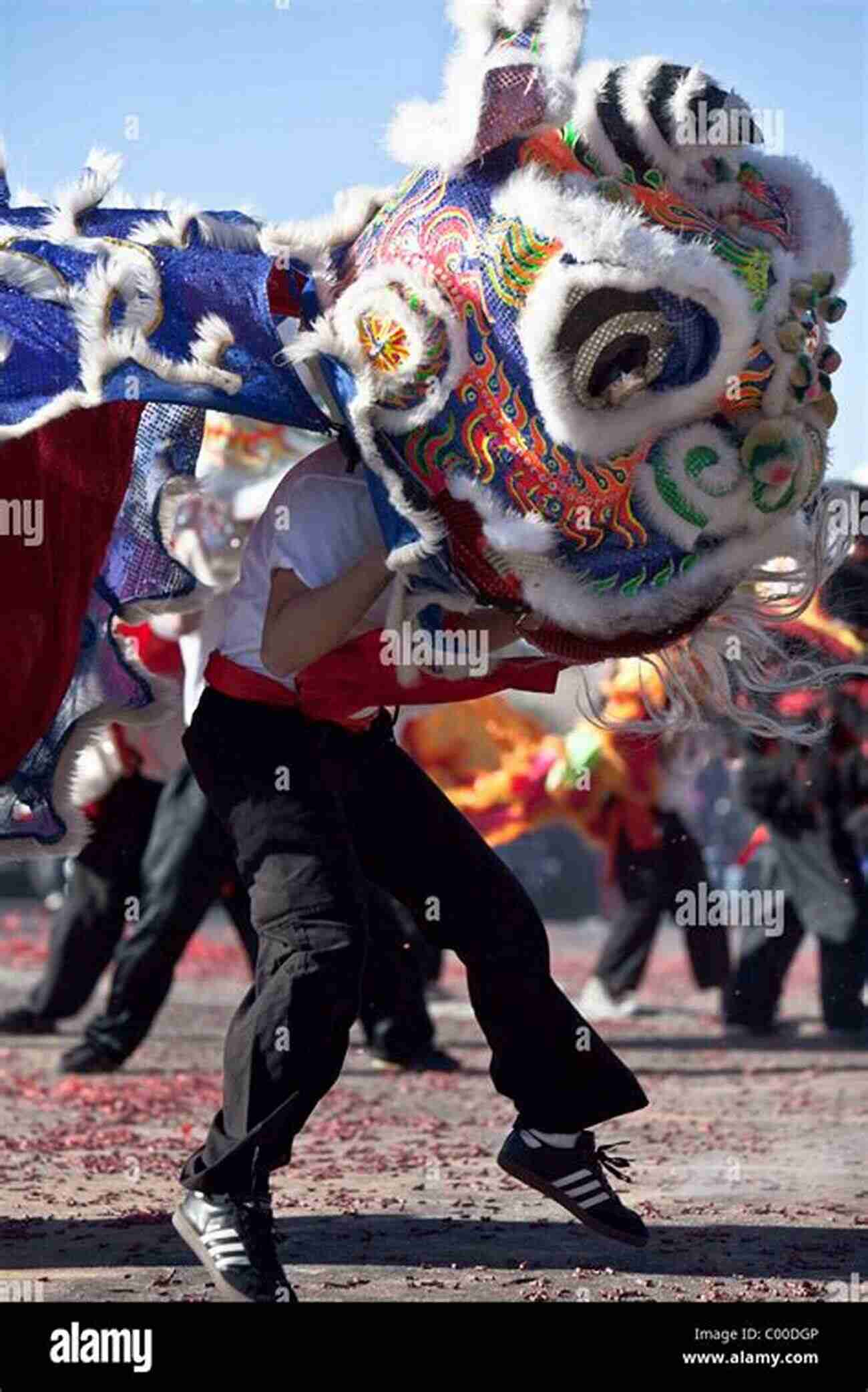 Lion Dancers In Elaborate Costumes Showcasing Vibrant Colors And Intricate Details Lion And Dragon In Northern China (Illustrated)