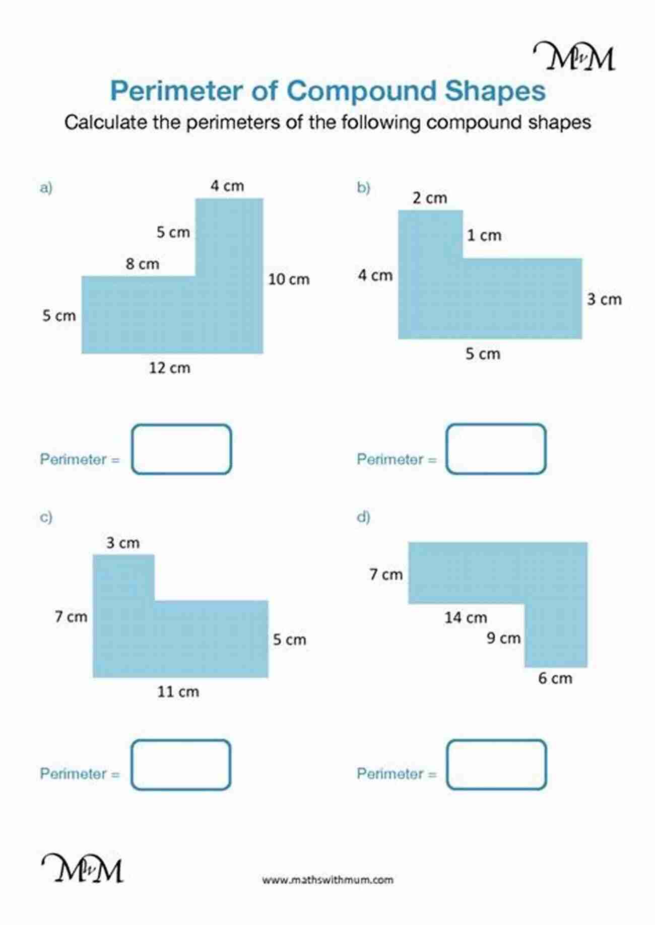 Perimeter Of Compound Shapes Worksheet All In One Worksheet Perimeter Of Rectilinear Shapes Part II Compound Shapes