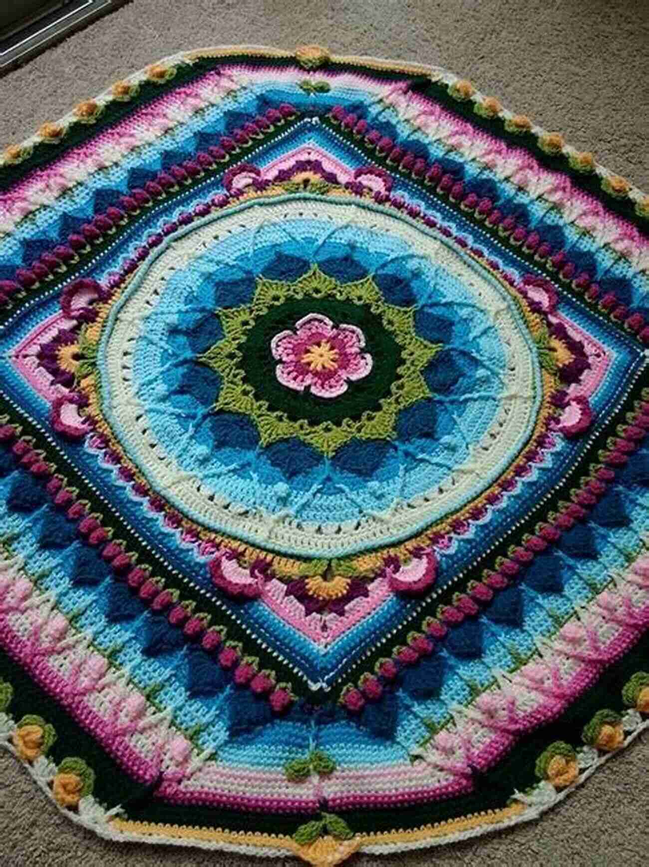 Various Yarn Colors Crochet Mandala Afghan: How To Crochet Your Own Mandala Afghan: Crochetted Mandala Afghan Patterns