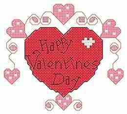 Valentines Day Heart Cross Stitch Pattern: Whole and Half cross stitch and backstitch used